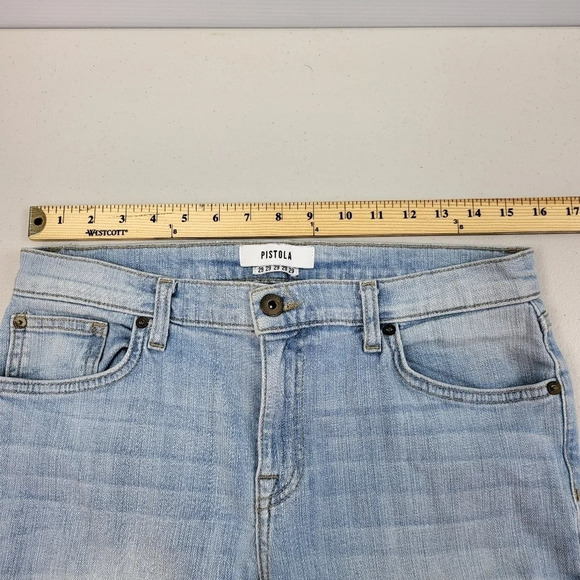 Pistola Audrew Mid Rise Skinny Light Wash Step Hem Distressed Jeans Sz 29 - Picture 9 of 15